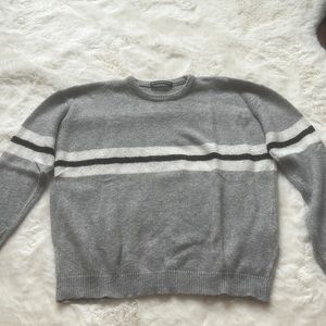 Grey sweater with striped detailing
